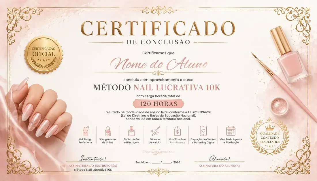 Certificado de Conclusão Método Nail Lucrativa 10K