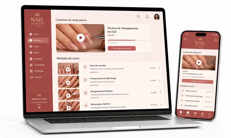 Plataforma do curso Nail Lucrativa 10K