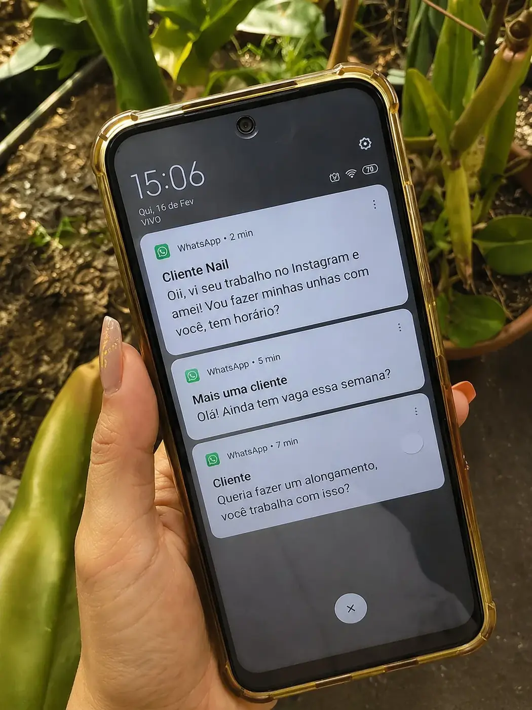 Notificação de cliente vindo do Instagram