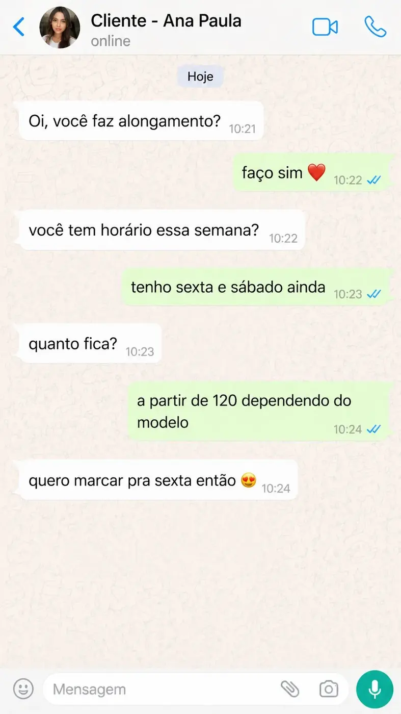 Print de cliente perguntando preço e marcando horário