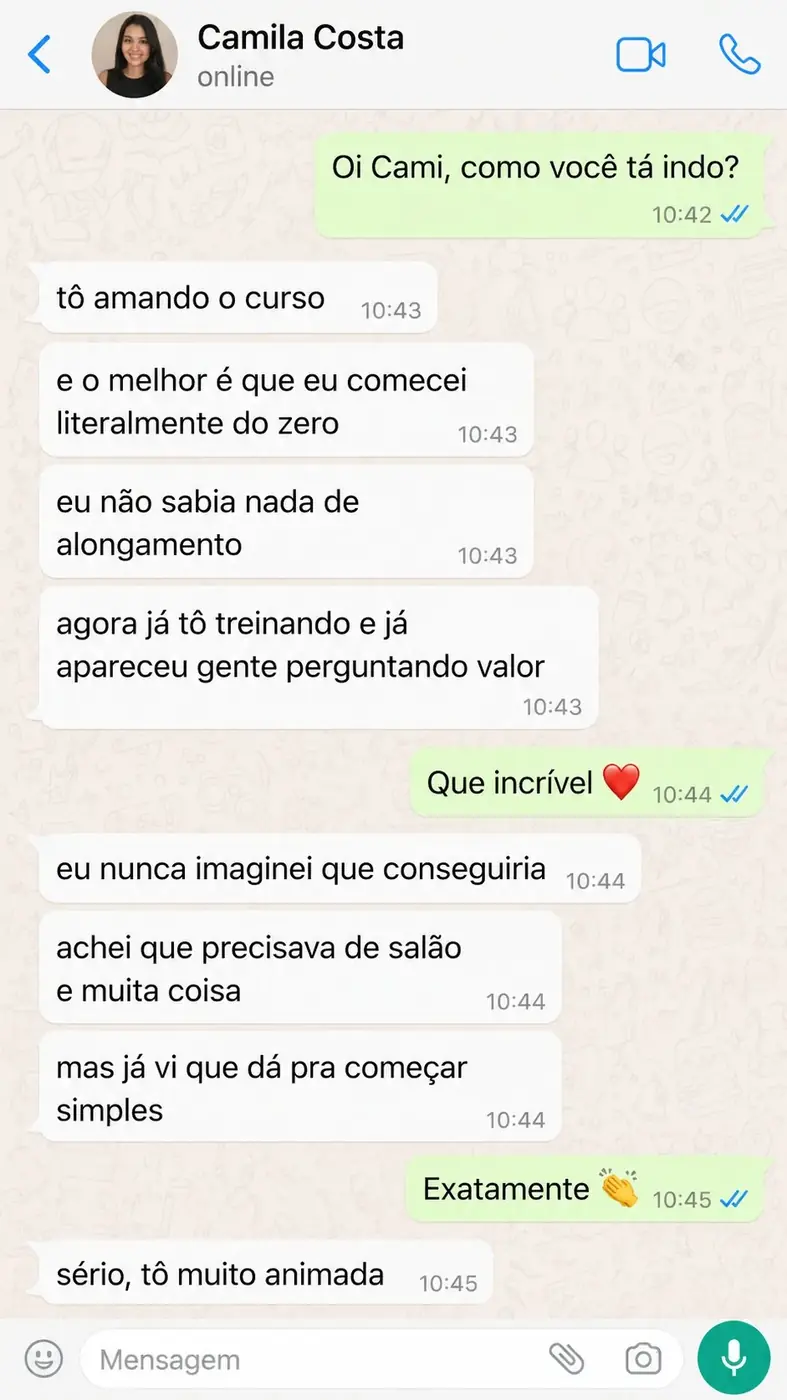 Print de aluna começando do zero