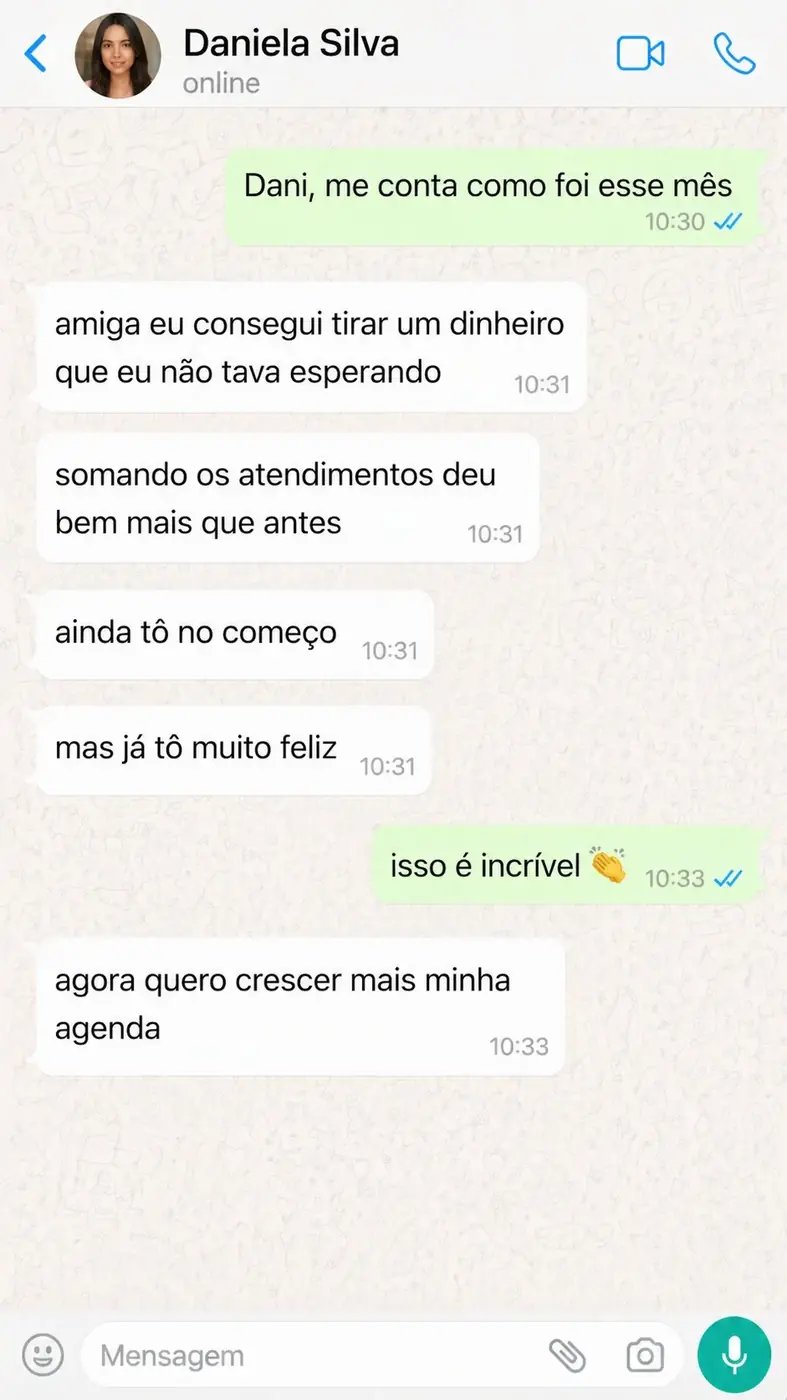 Print de aluna falando do faturamento extra