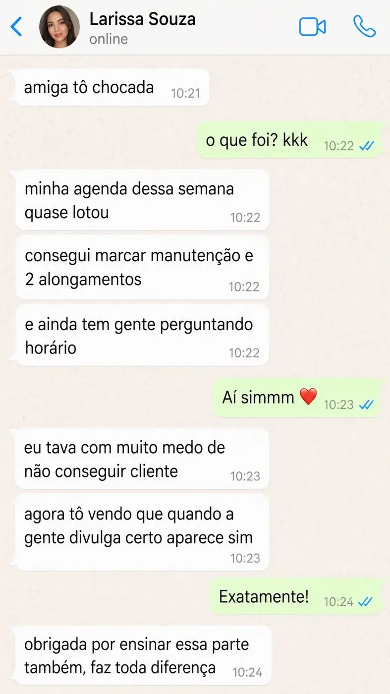 Print de aluna com agenda lotando